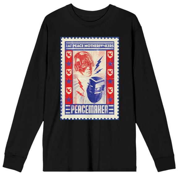 Peacemaker Eat Peace Vigilante Men's Black Long Sleeve Shirt-3XL