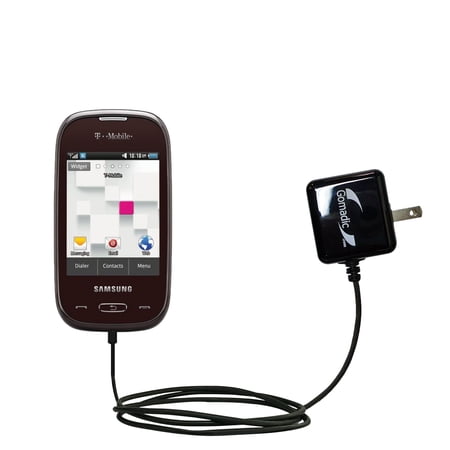 Gomadic Intelligent Compact AC Home Wall Charger suitable for the Samsung Gravity Q - High output power with a convenient, foldable plug design - Uses