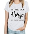 thumbnail image 2 of Summer Saving Clearance 2024! POTETI Women Tee Shirts White Letter Printed Round Neck Short Sleeves Casual T-Shirt Tops, 2 of 4
