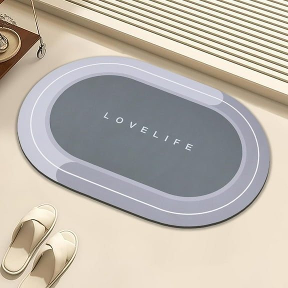 Rubber Bath Mats,Quick-Drying Non-Slip Bathroom Mat,Super Absorbent Stain Resistant Quick Dry Thin Bathroom Rug,Oval Bathroom Mat in Front of The Kitchen Sink,Shower Room,Bathtub,18"x30"