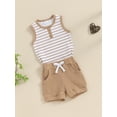 thumbnail image 3 of Bagilaanoe 2pcs Toddler Baby Boy Shorts Set Sleeveless Striped Tank Tops + Shorts 6M 12M 18M 24M 3T Kids Casual Summer Clothes, 3 of 7