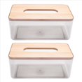 thumbnail image 2 of 2X Soporte de Cubierta de Caja de PañUelos, Dispensador de PañUelos Faciales de Bambú Rectangular Transparente Moderno, 2 of 5