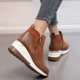 thumbnail image 4 of NECHOLOGY Botas Mujer Adulto Femenino Zapatos Botines mujer Botas de color de las mujeres gruesas zapatos de suela Cuñas de Fashion Botas de mujeres (Brown, 10), 4 of 7
