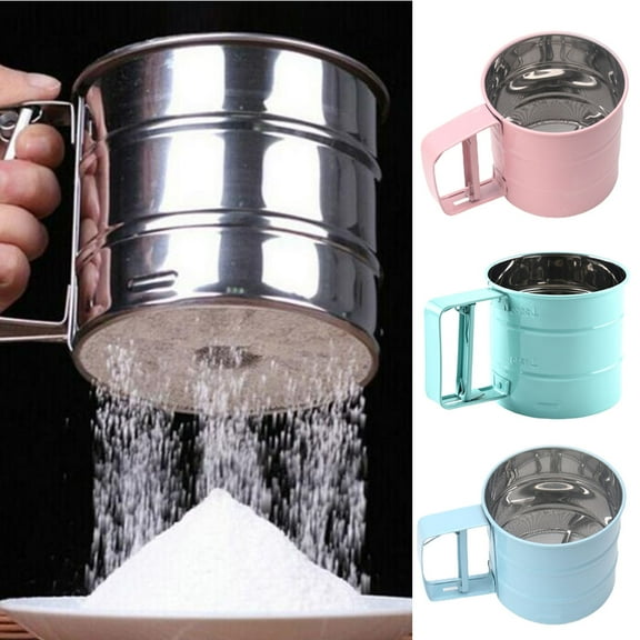 Flour Sifter,Stainless Steel Sifter for Baking, Powder Sugar Shaker with Hand Press Design, Flour Sifter for Baking in the kitchen