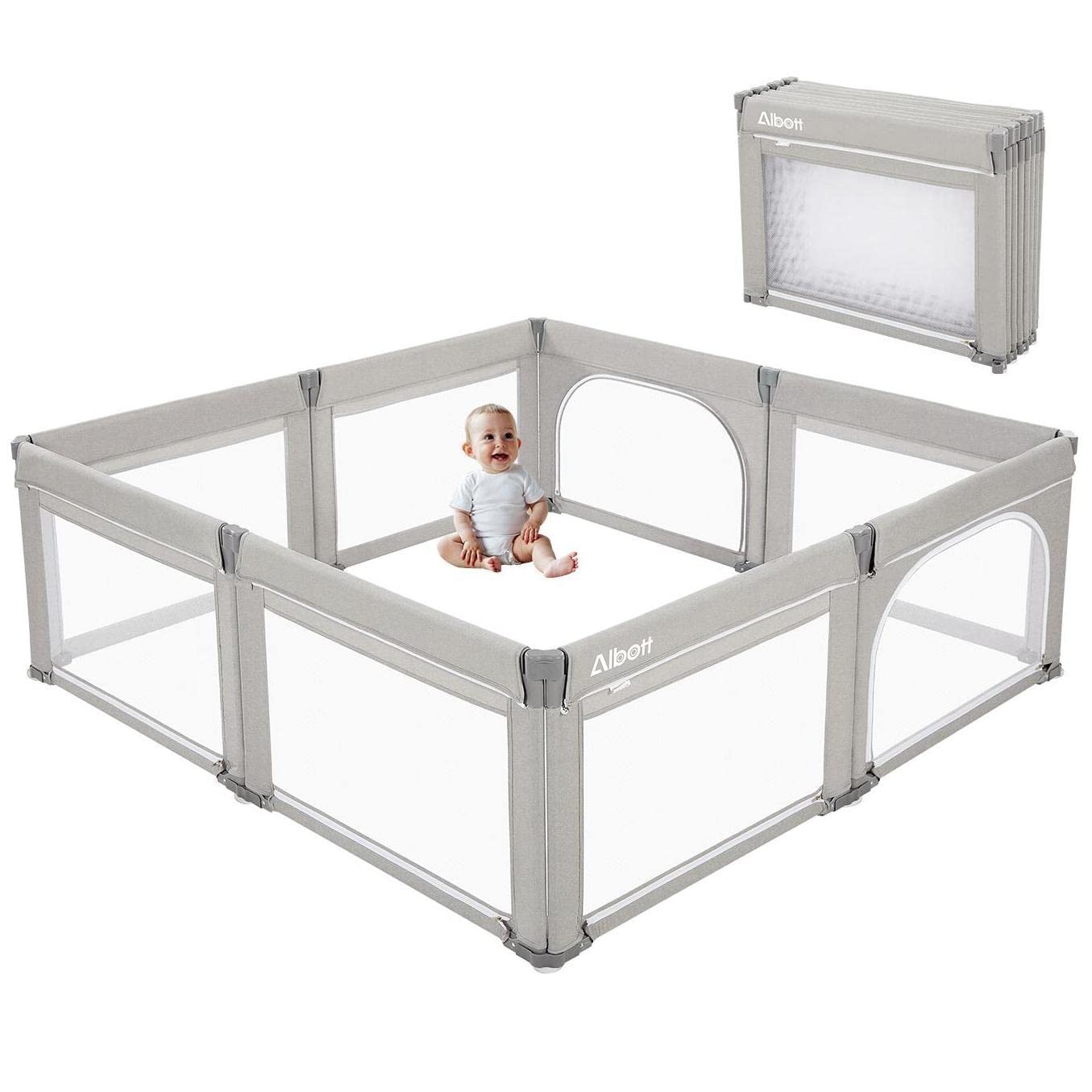 Albott Baby Playpen Foldable Playpen for Babies and Toddlers 74x74 in