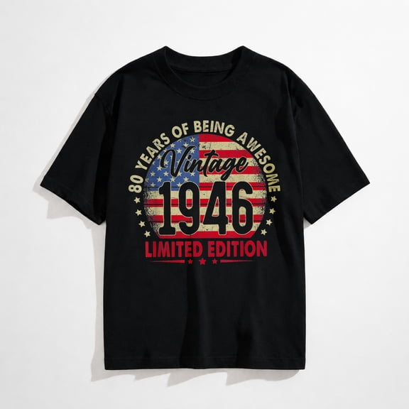 Born In 1946 Limited Edition 80th Birthday Graphic T-Shirt