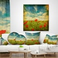 thumbnail image 4 of Designart Sky Background with Red Poppies - Floral Throw Pillow - 18x18, 4 of 5
