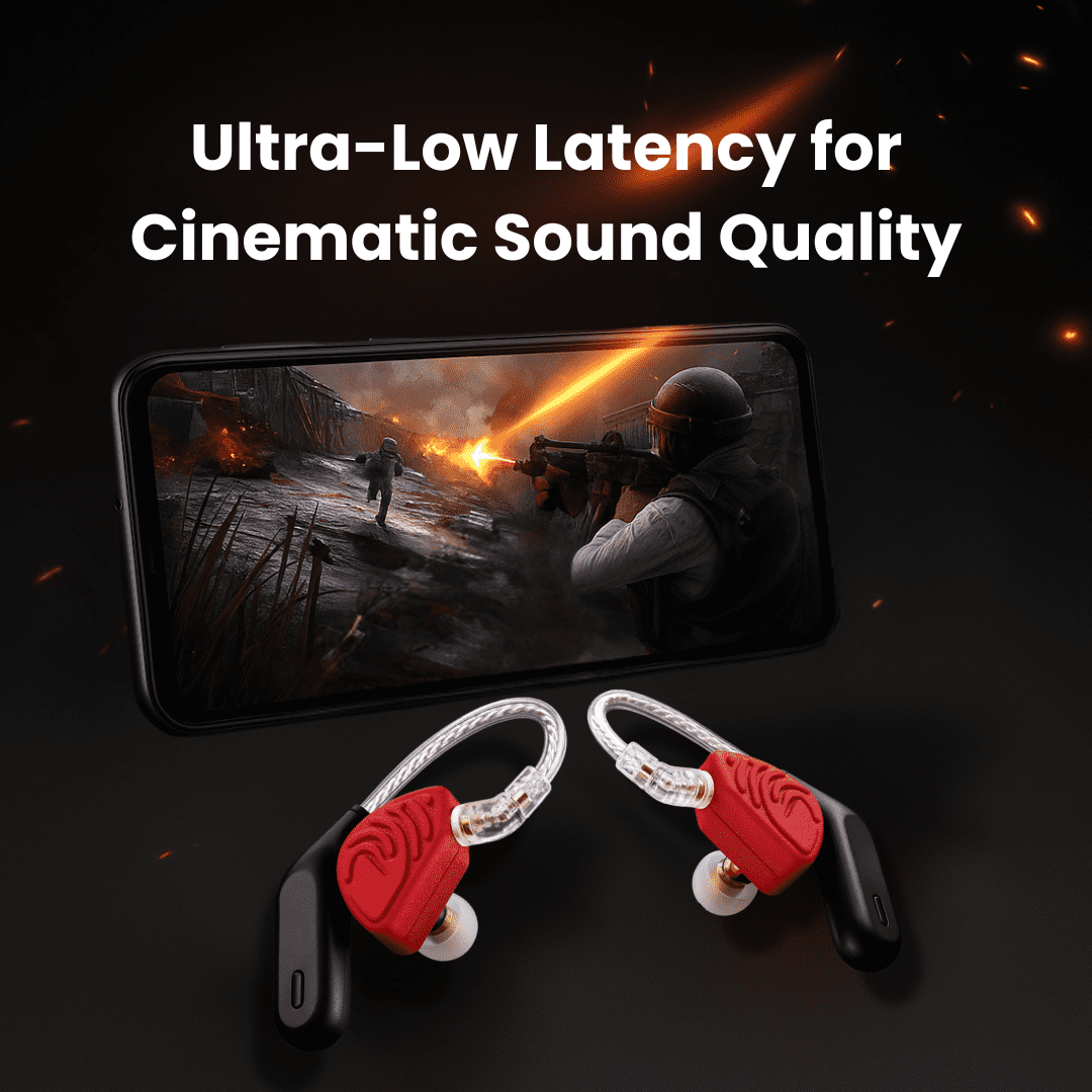 Jrumz XP02 True Wireless Bluetooth Earbuds with Mic, Charging Case, Red