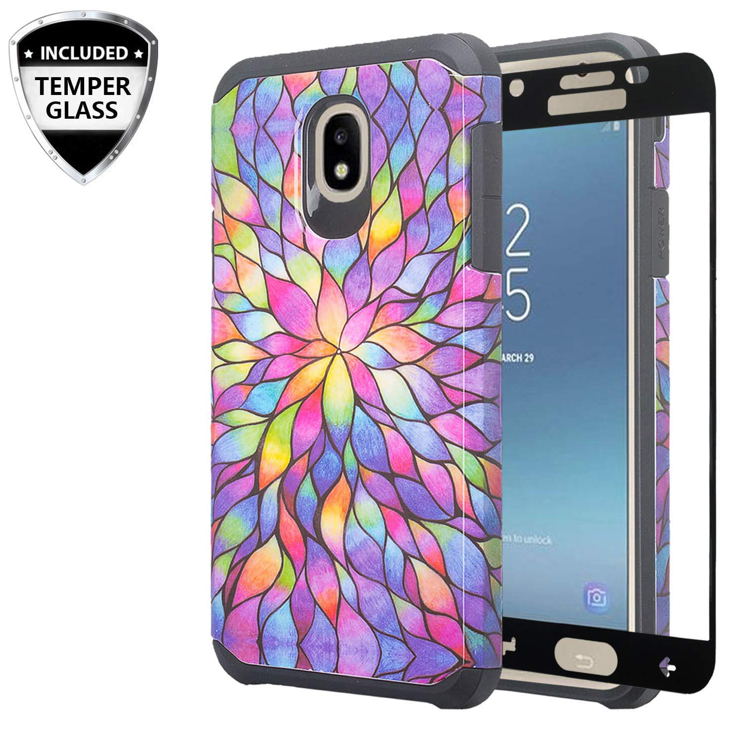 for Samsung Galaxy J7 2018 Case,Galaxy J7 Star Case,Galaxy J7 Refine Case,Galaxy J7 V 2nd Gen Case,Galaxy J7 Aura Case with Screen Protector,Mandala Floral Flower PU Leather Flip Phone Cover,Mint 