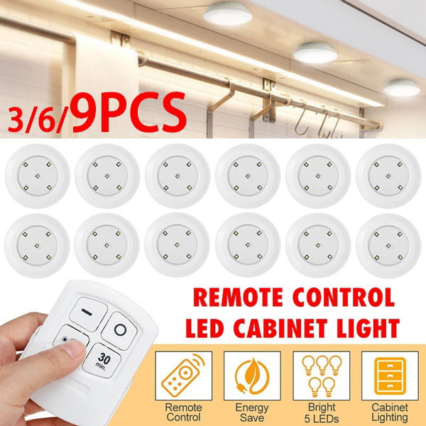 12Pcs 3 LED Under Cabinet Light 16 Colors Closet Wardrobe Lamp Remote Control 
