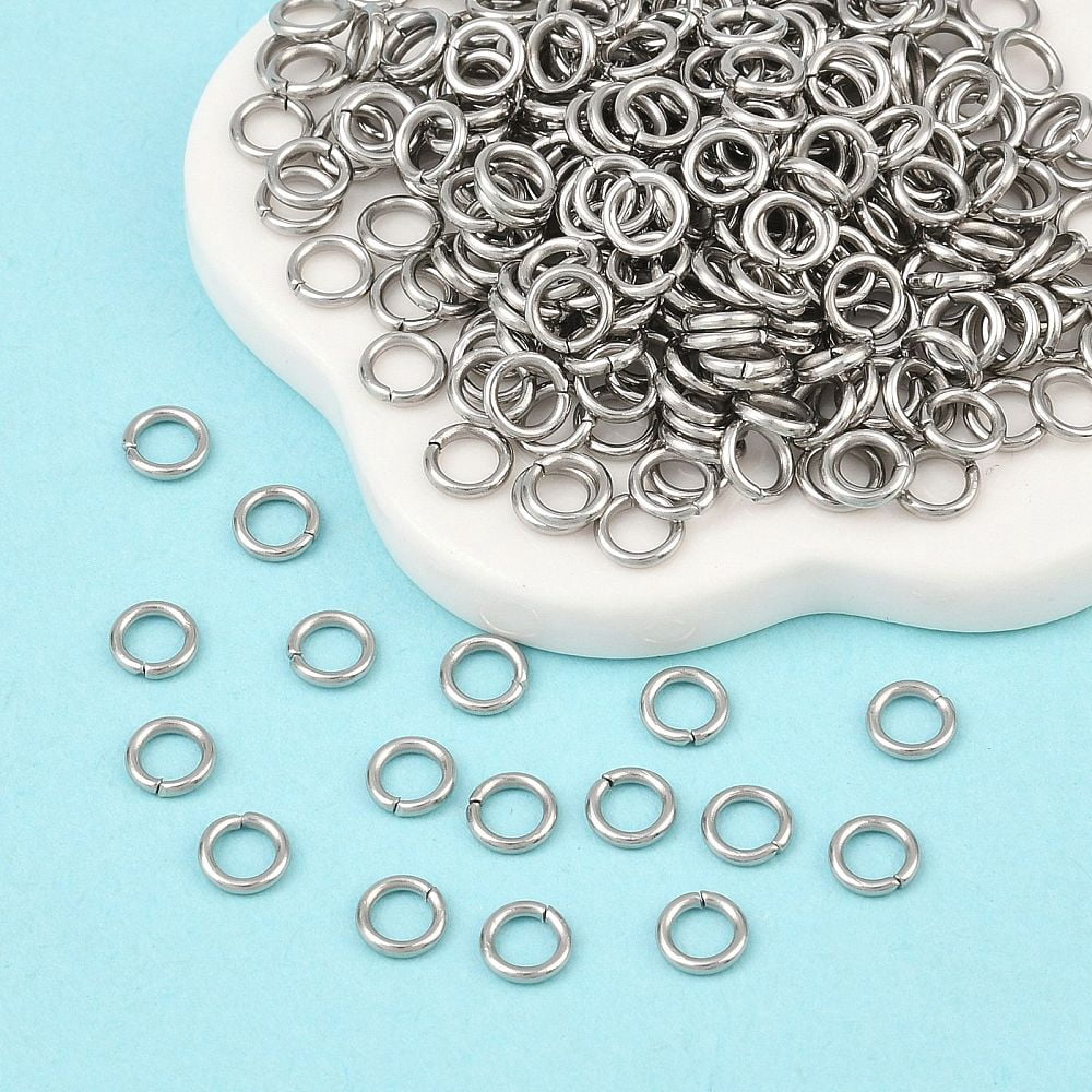 Resistant 304 Stainless Steel Open Jump Rings Saw Cut Seamless Round Stainless Steel Color 5x0.9mm 19 Gauge Inner Diameter: 3.2mm