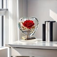 thumbnail image 5 of Acrylic Rose Heart Statue, Oimcto Desk Decorative Figurine, Heart Sculpture for Home Table, Shelf or Bookcase, Shiny Reflective Finish, Carefully Crafted, Great Gift for Friend or Family, Red, 5 of 9