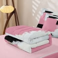 thumbnail image 5 of Erosebridal Oil Painting Zipper Full Size Comforter Sets with Fitted Sheet and 2 Pillowcases, Abstract Patchwork Zipper Bedding Set, Pink Black Gray, Pink Reversible, 5 of 7