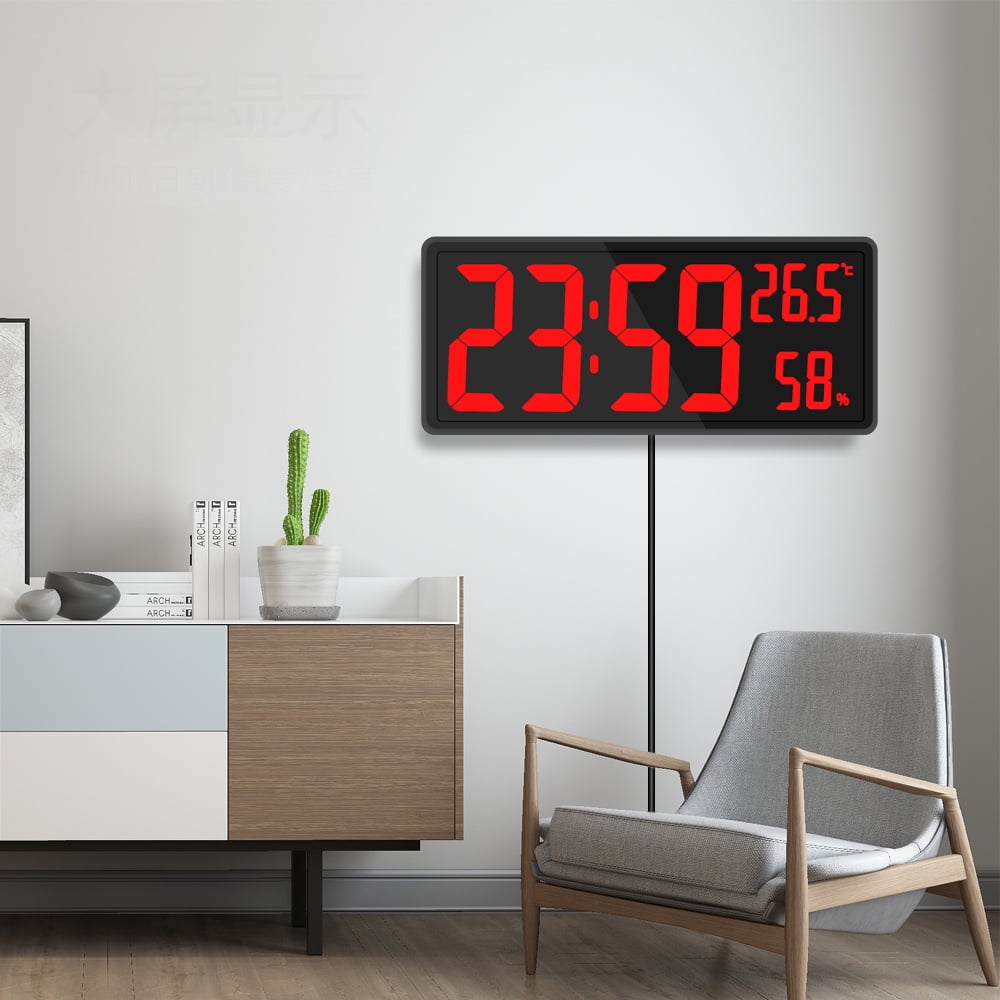 Horloge Murale Numérique LCD - Affichage Grand 21.6cm - Pour Chambre, Bureau, Salle De Classe - Piles Incluses
