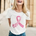 thumbnail image 2 of XFHLMJFF Cancer Shirts for Womens Pink Ribbon Printed Short Sleeve O Neck Blouse Graphic Tees, 2 of 5