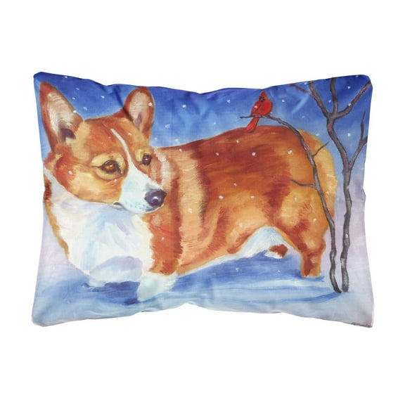 Carolines Treasures 7411PW1216 Corgi Cardinal Buddy Fabric Decorative Pillow , 12H x16W, multicolor