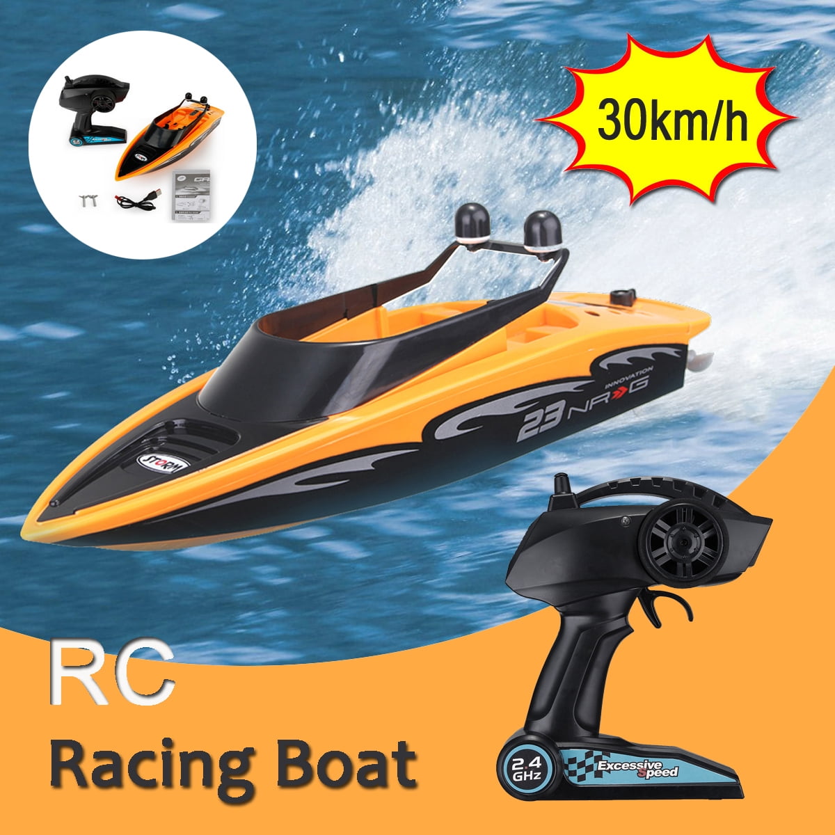 2.4G 30KM/H High Speed Electric RC Boat 4 Channel Remote Control Racing