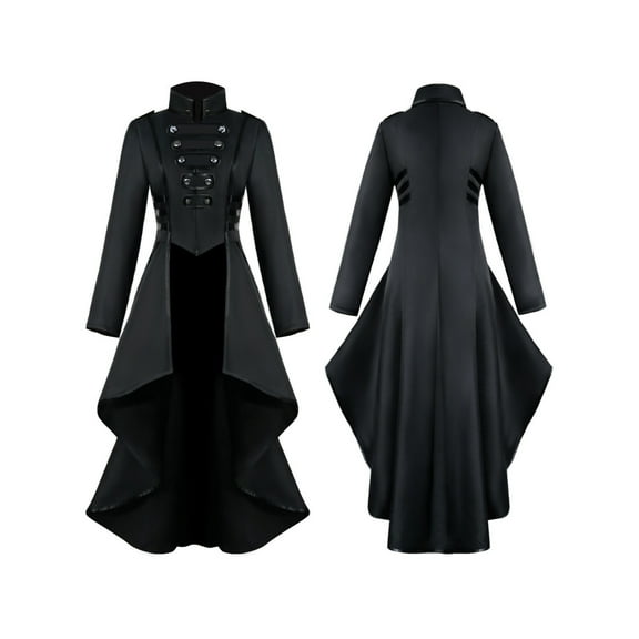 Ulitacool Dresses For Girls 17-18 Years Big Gothic Tuxedo Long Trench Long Top Dress Cute Daily Wear Black