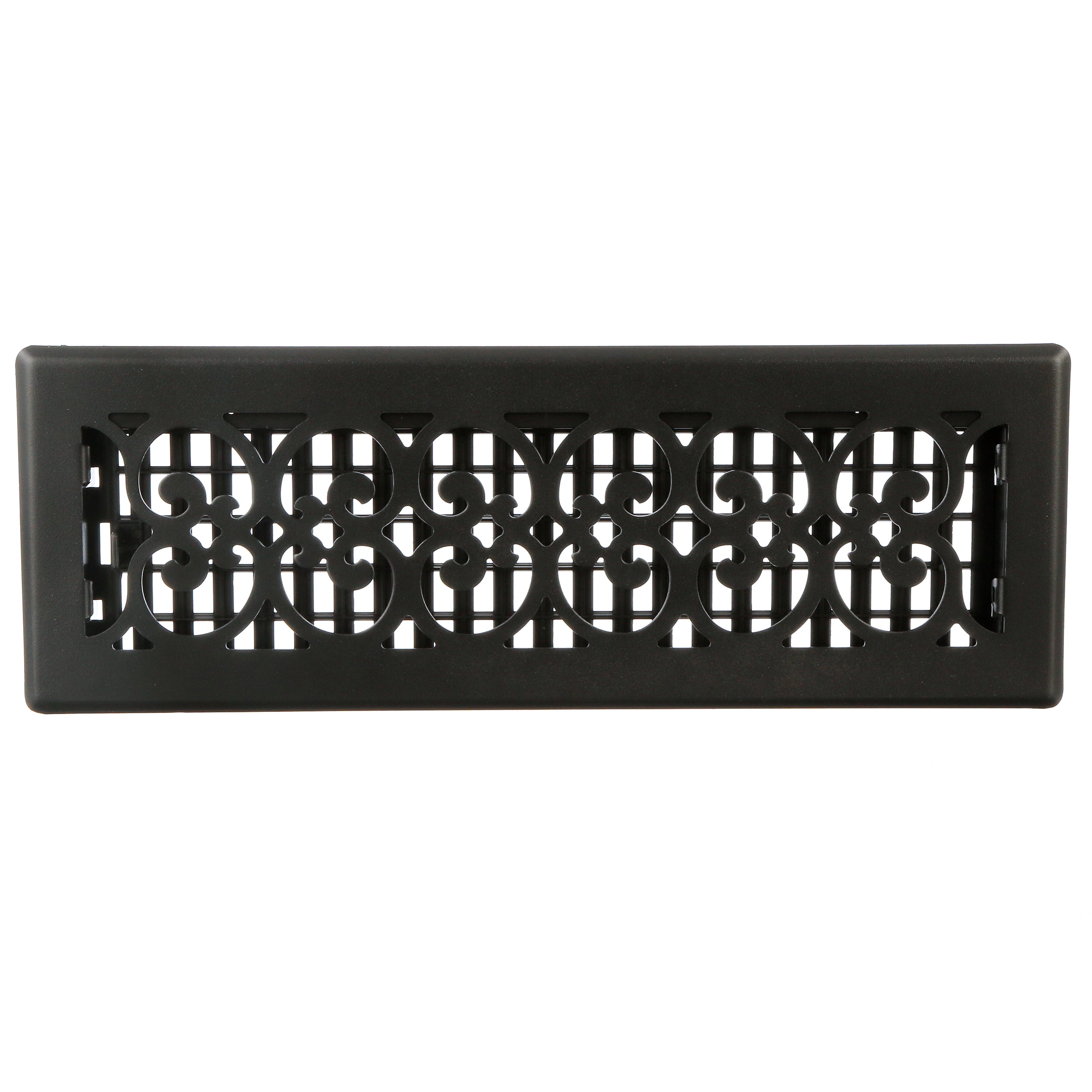 Decor Grates 4" x 14" Textured Black Painted Scroll Design Floor Register