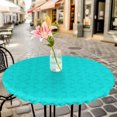 thumbnail image 6 of Turquoise Plaid Round Tablecloth for 36-44 Inch Tables,Fitted Table Cover with Elastic Edge,Geometric Leaf Diamond Morocco Abstract Waterproof Outdoor Table Cloth Protector for Patio Garden Dinner, 6 of 9
