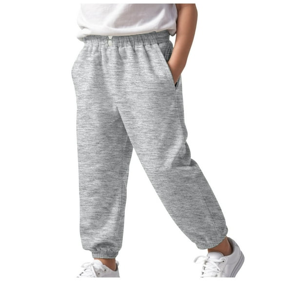 Gibobby Baby Boys Girls Jogger Pants Drawstring Elastic Waist Sweatpants Casual Jogger Pants(Grey,11-12 Years)