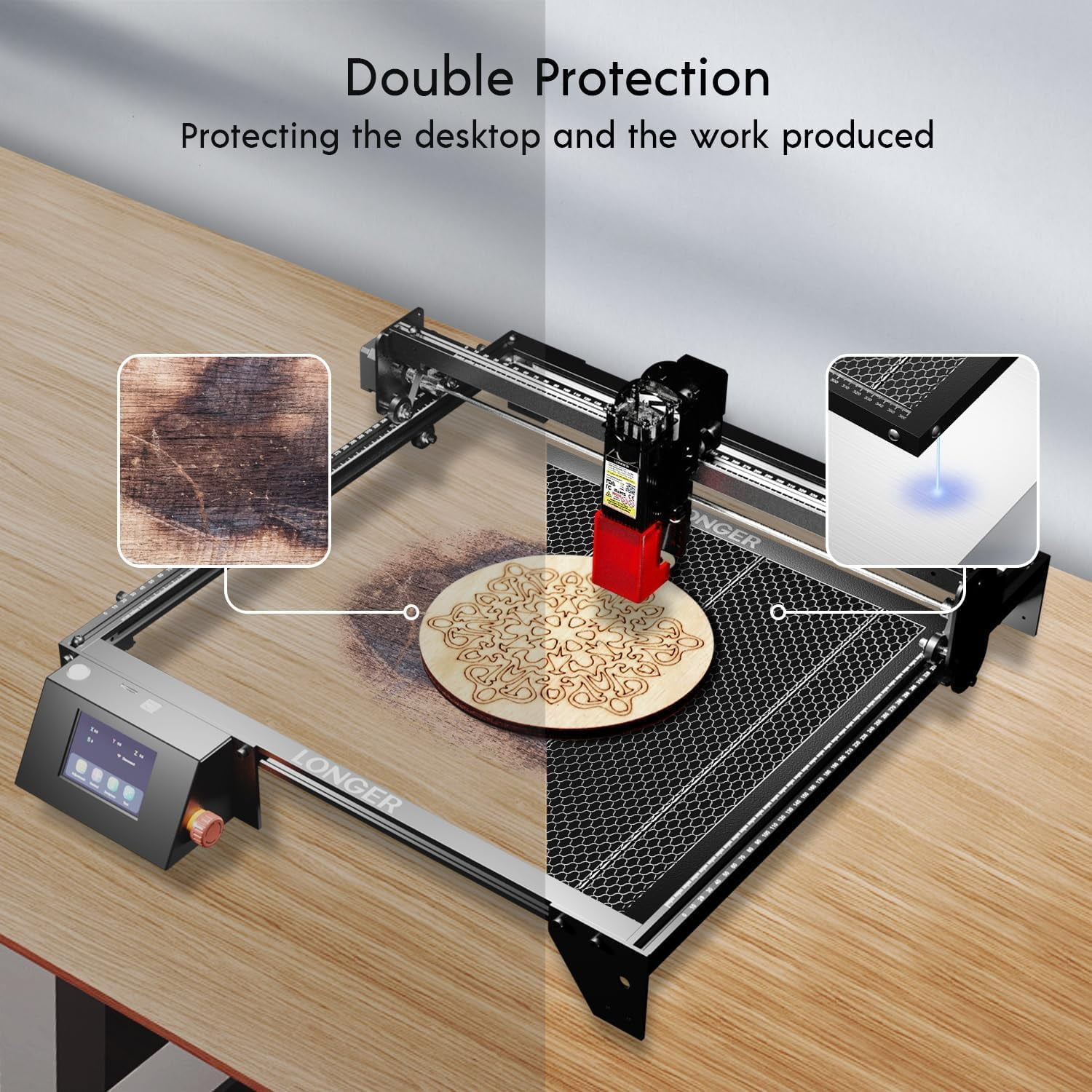 Longer Laser RAY5 10W Laser Engraver with Air pump and 17.3"x 17.3"Honeycomb Working Table, DIY Laser Engraver for Wood and Metal, Paper, Acrylic, Glass, Leather