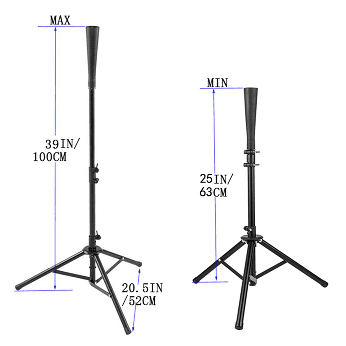 2X 25In-39.5in Baseball Softball Batting Tee for Hitting Height Adjustable Practice Training Travel Tee Ball Stand