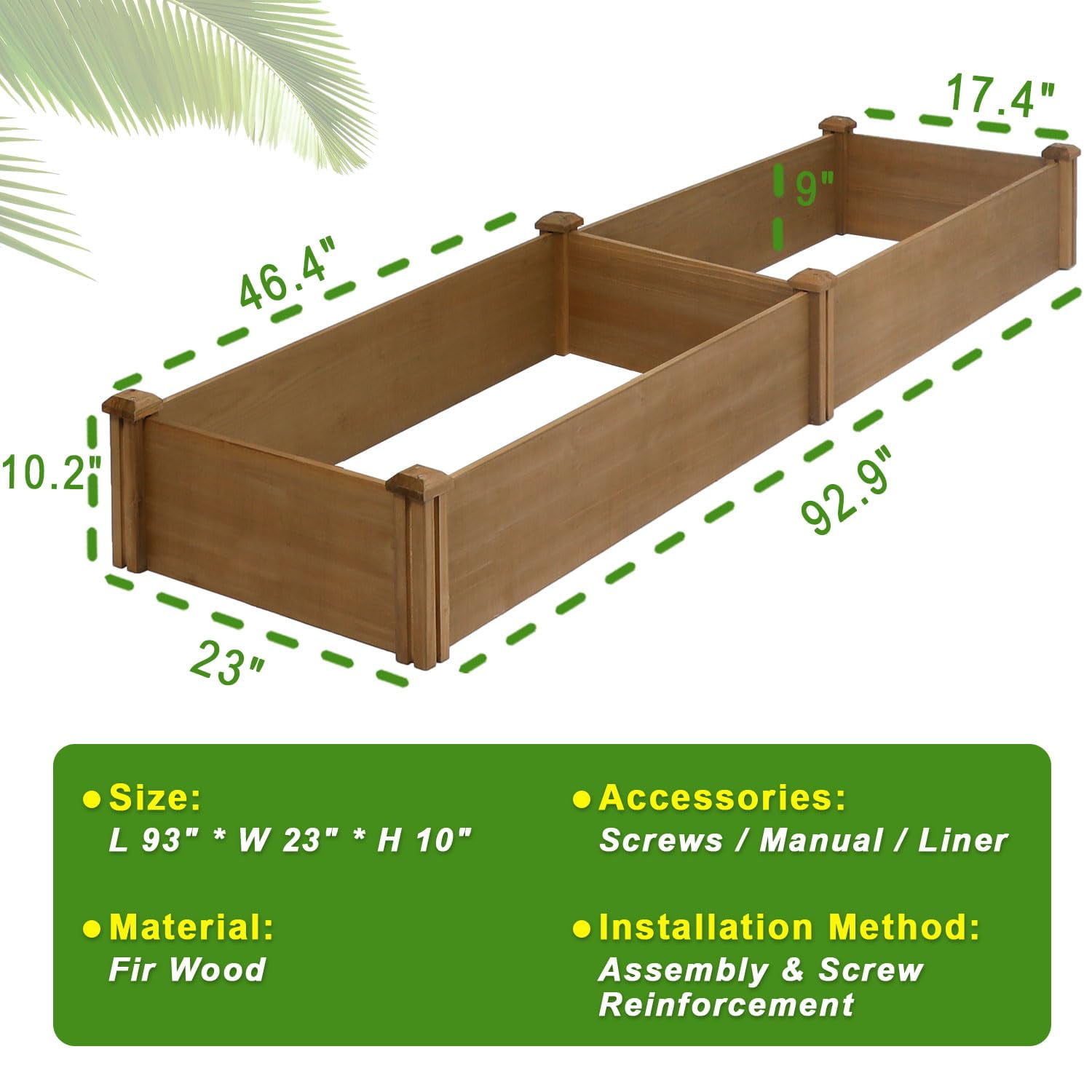 PETSCOSSET Wooden 8x2Ft Raised Garden Bed Planter Box for Outdoor Gardening