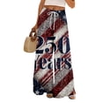 thumbnail image 2 of 250th Anniversary Womens Pajama 1776-2026 USA Flag Print Elastic High Waist Pants Wide Leg Slit Baggy Loose Fit Breathable Pajama Bottoms, #01 Red, XXL, 2 of 6