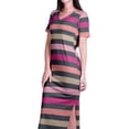 thumbnail image 5 of Moomaya Long Bodycon Maxi Dress For Womens Short&nbsp;Sleeve V neck Printed Jersey T-shirt Dress, 5 of 6