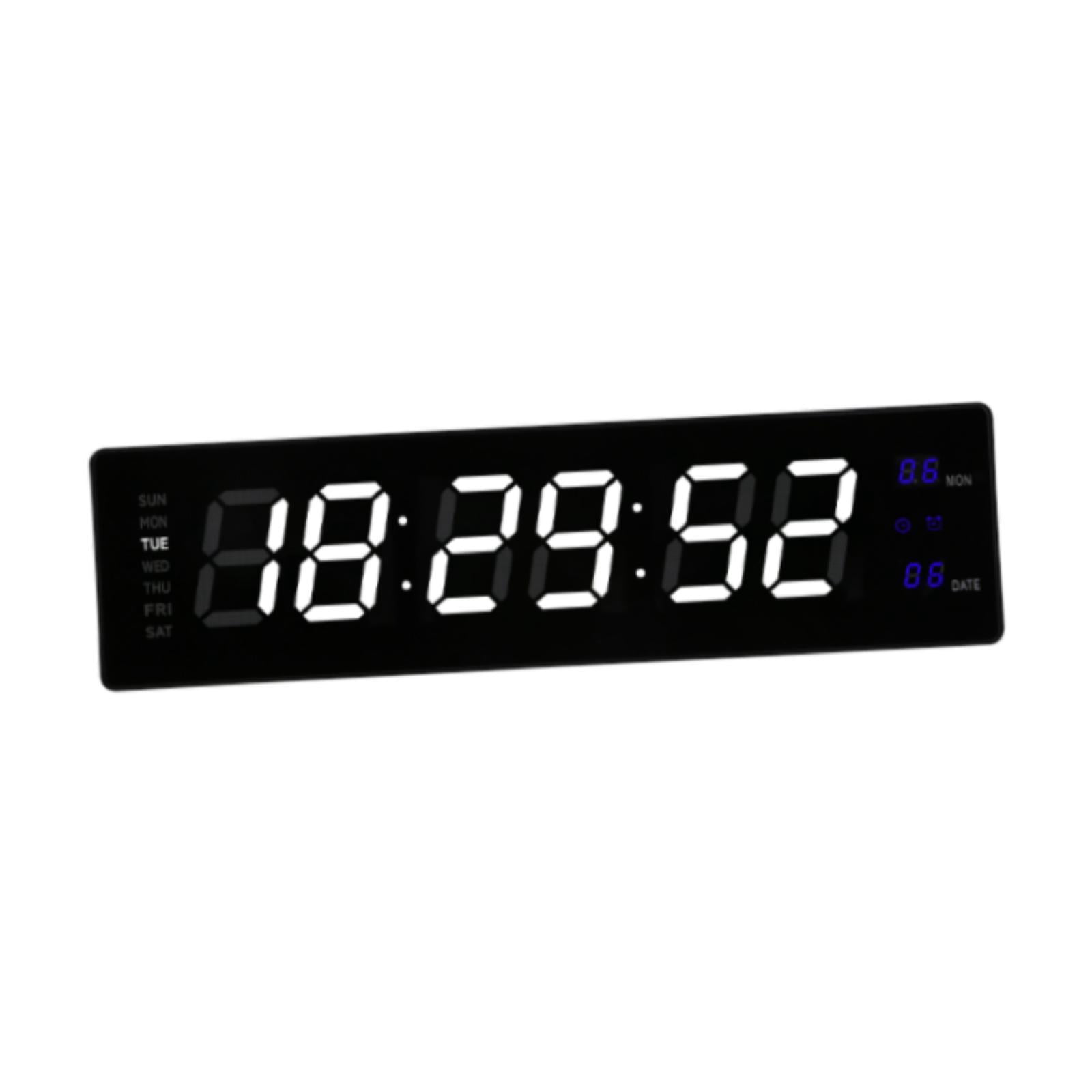 Baoblaze LED Digital Clock Bedroom Display Date Calendar Bar Wall Hanging Alarm Clock White Blue