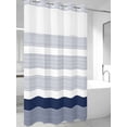 thumbnail image 4 of Navy Blue Stripe No Hook Shower Curtain Waterproof,Bathroom Curtains with Snap in Liners and See Through Top Window,Modern Rustic Horizontal Blue Striped Hotel Style Bathtub Curtains Shower 36"Wx78"L, 4 of 8