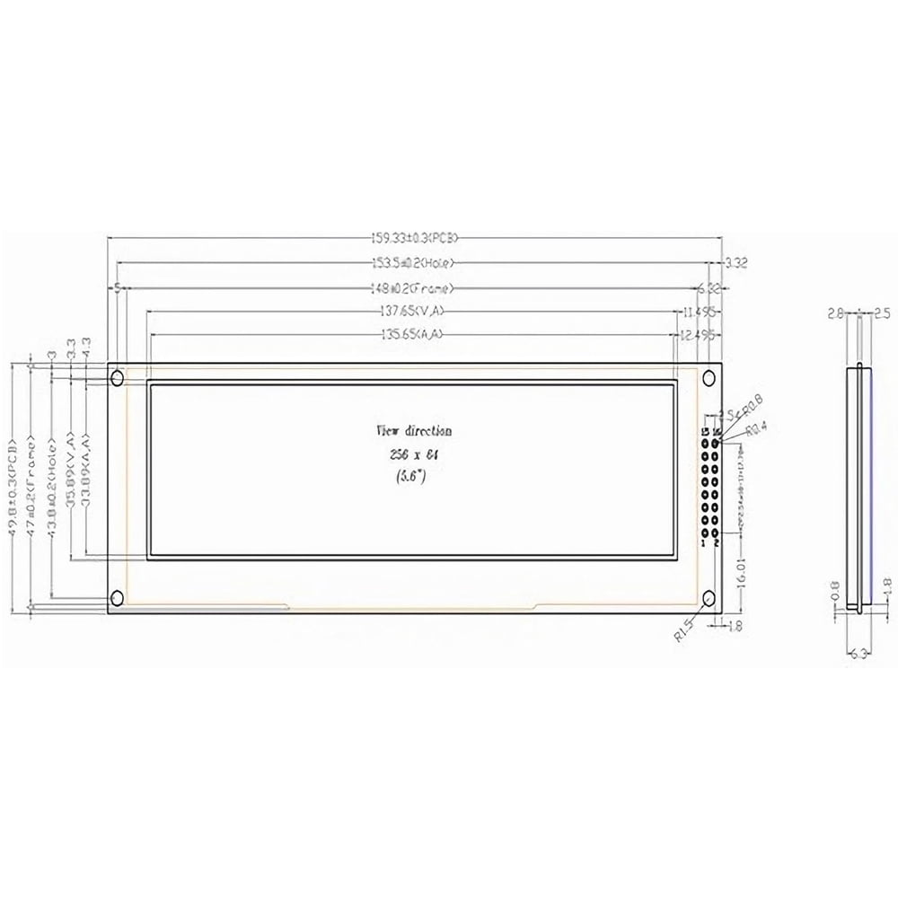 OLED Module  5.5 inch Monochrome OLED LCD Dispaly Module 25664 256x64 Pixel Driver SSD1322 SPI 6800/8080 Parallel Display Screen Module for Arduino Raspberry PISTM32