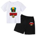 thumbnail image 3 of Conjunto de 2 camisetas y pantalones de manga corta con cuello redondo y estrellas para niños de 3 a 13 años, ropa para niños y niñas, 3 of 5