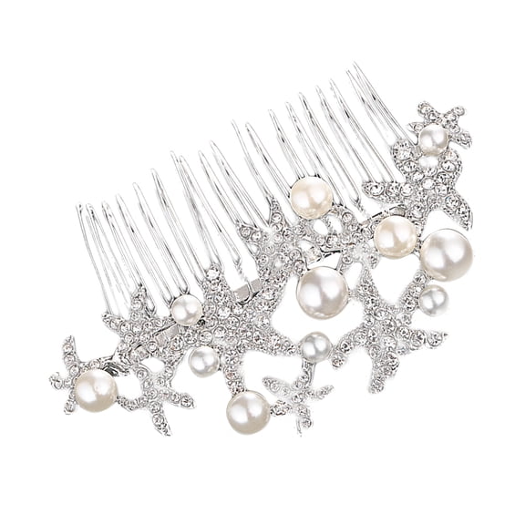 Milisten Alloy Rhinestone Side Hair Combs Silver Head Accessory for Anniversary Women 1Pack