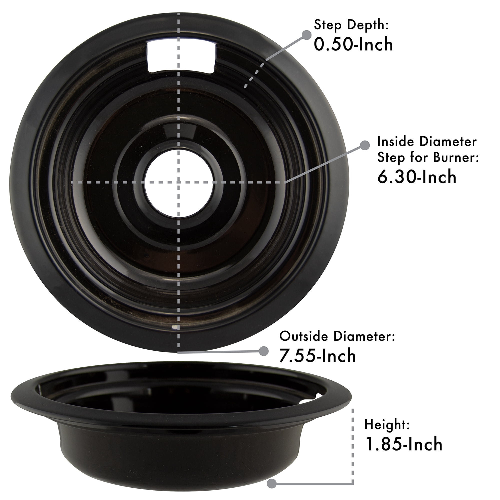 Range Kleen P109104XH Heavy Duty Style F Black Porcelain Drip Bowls, 2 Large and 2 Small