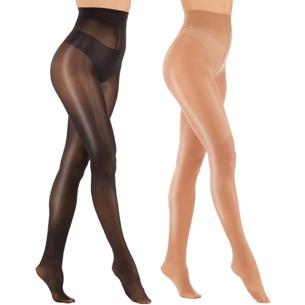 GlobaShun Medias transparentes para mujer, medias cómodas de seda de cintura alta, pantimedias de cintura alta ultra brillantes,Black&coffee