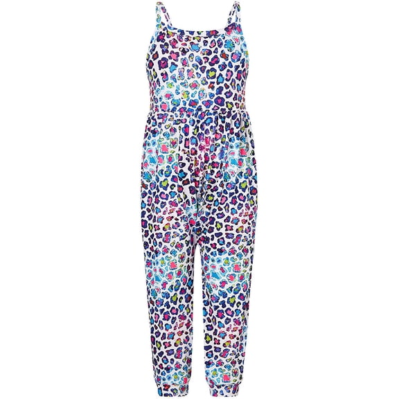 Ticikt Toddler Girls Baby Kids Jumpsuit 1 Piece Leopard Strap Romper Summer Outfits,Color:Light Pink,Size:4-5 Years