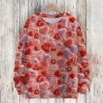 thumbnail image 2 of Dwralegc Womens Valentine Sweaters Heart Graphic Fashion Sweaters Crew Neck Knitted Lightweight Spring Plus Size Sweater Tops Watermelon Red 2XL, 2 of 4