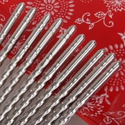 Kokovifyves Home and Garden Kitchen Supplies Chopsticks 5 Pair Metal Reusable Korean Chinese Stainless Steel Chop Sticks