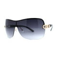 thumbnail image 2 of Womens Oversize Shield Curved Wrap Around Designer Sunglasses Gold Smoke, 2 of 4