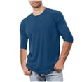 thumbnail image 3 of Mens Fashion Short Sleeve Tshirts Workout Oversize Pullover Solid Color Casual Tees Blue 5Xl, 3 of 3