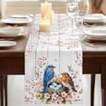 thumbnail image 3 of Table Runners 90 Inches Long Dress Scarves, Birds Floral Farmhouse Coffee/Dining/Kitchen Table Runner for Living Room, Farmhouse Country Pink Flower Leaf Wood Grain 13x90 Inch, 3 of 9