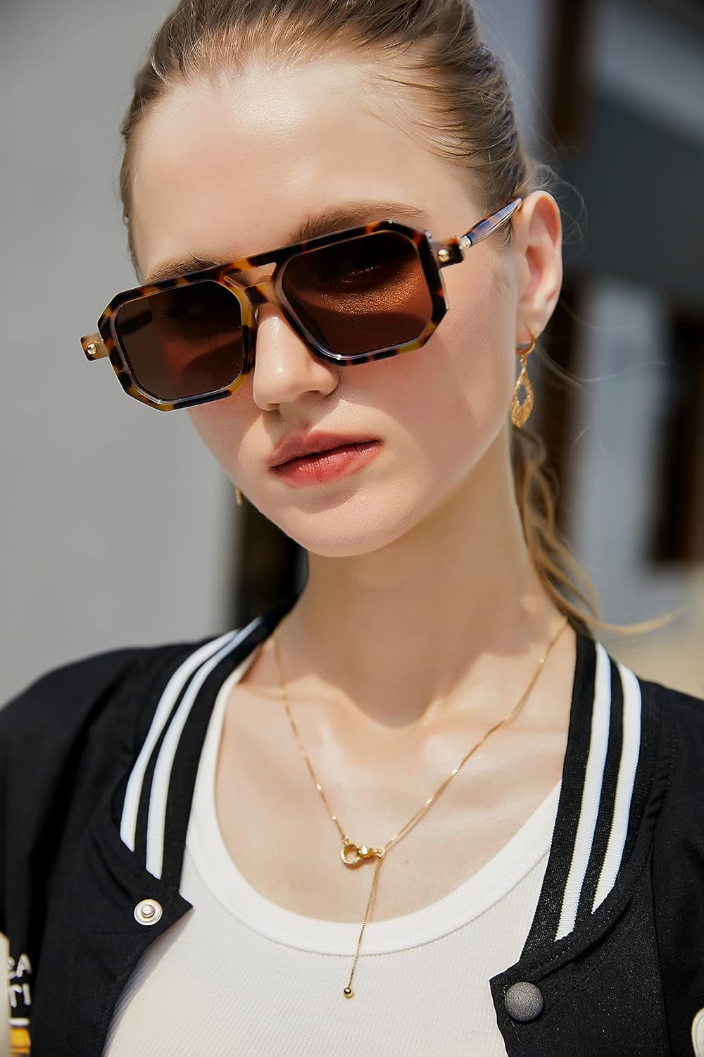 Vintage Square 70s Flat Aviator Sunglasses Women Men Classic  display picture 3