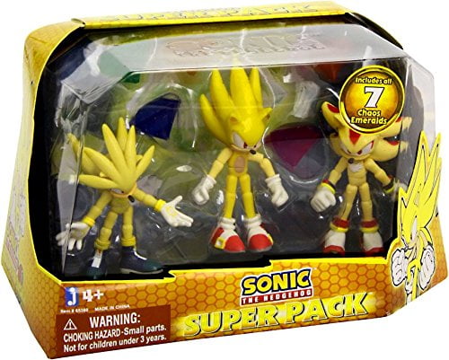 Sonic The Hedgehog Super Pack Action Figures Super Silver, Super Sonic, And Super Shadow, 3 Pack