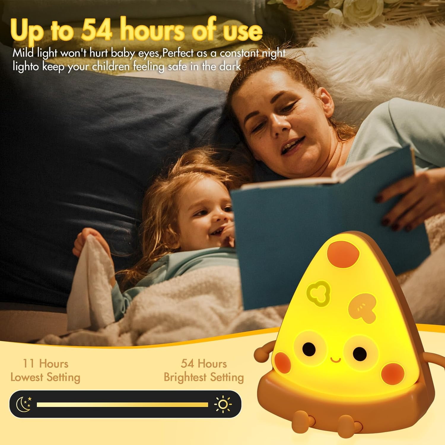 Cute Pizza Night Light - Silicone Dimmable Nursery Night Light Rechargeable LED Small Night Light Dimmable Kawaii Bedside Table Lamp Toddler Night Light Gifts for Boys Girls Baby