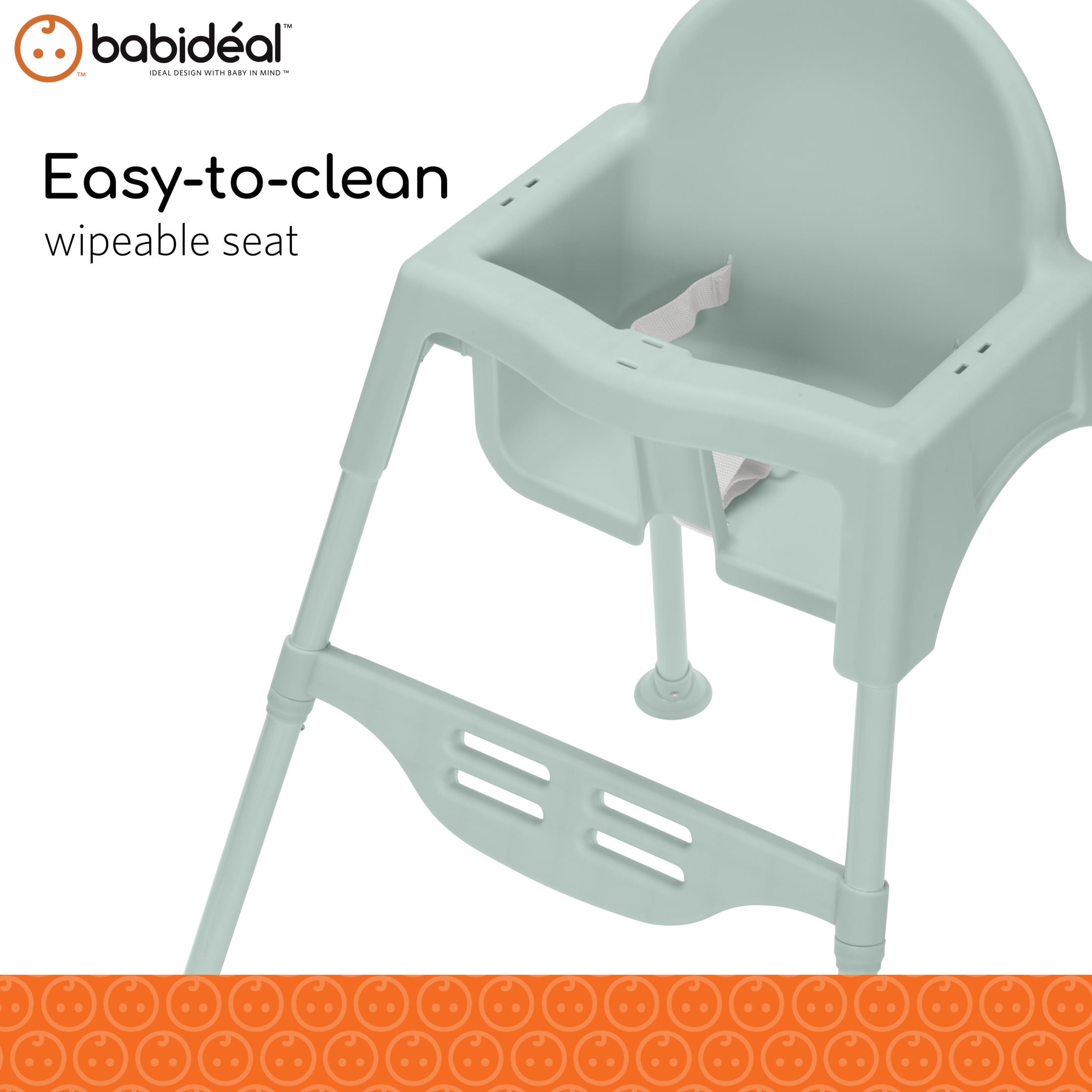 Babideal Lightweight Baby High Chair with Tray & Harness – Soft Sage, Portable Easy-Clean Feeding Chair