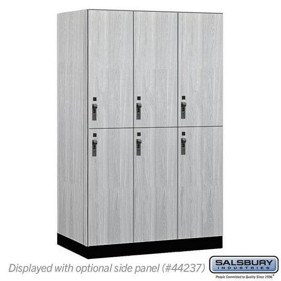 Salsbury Industries 15-42364ST 15 in. Wide Premier Wood Locker - Double Tier - 3 Wide - 6 ft. High - 24 in. Deep - Silver Teak - Hasp