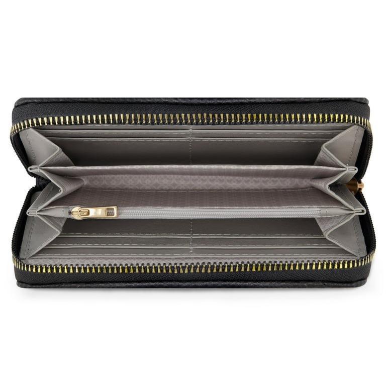 Daisy Fuentes Debossed Monogram Single Zip Long Wallet for