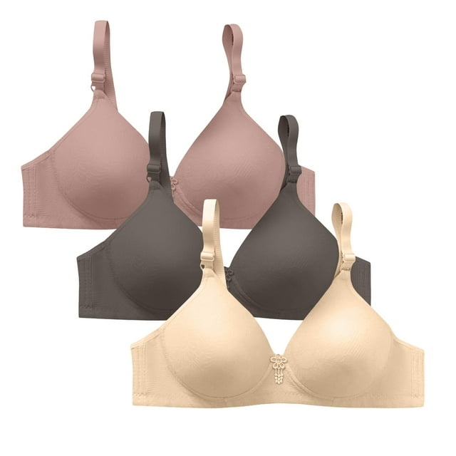ManxiVoo Non Underwire Support Bra 3 Piece Set Plus Size Minimizer Anti Sag Comfort Fit for Daily Use XXL Size Grey